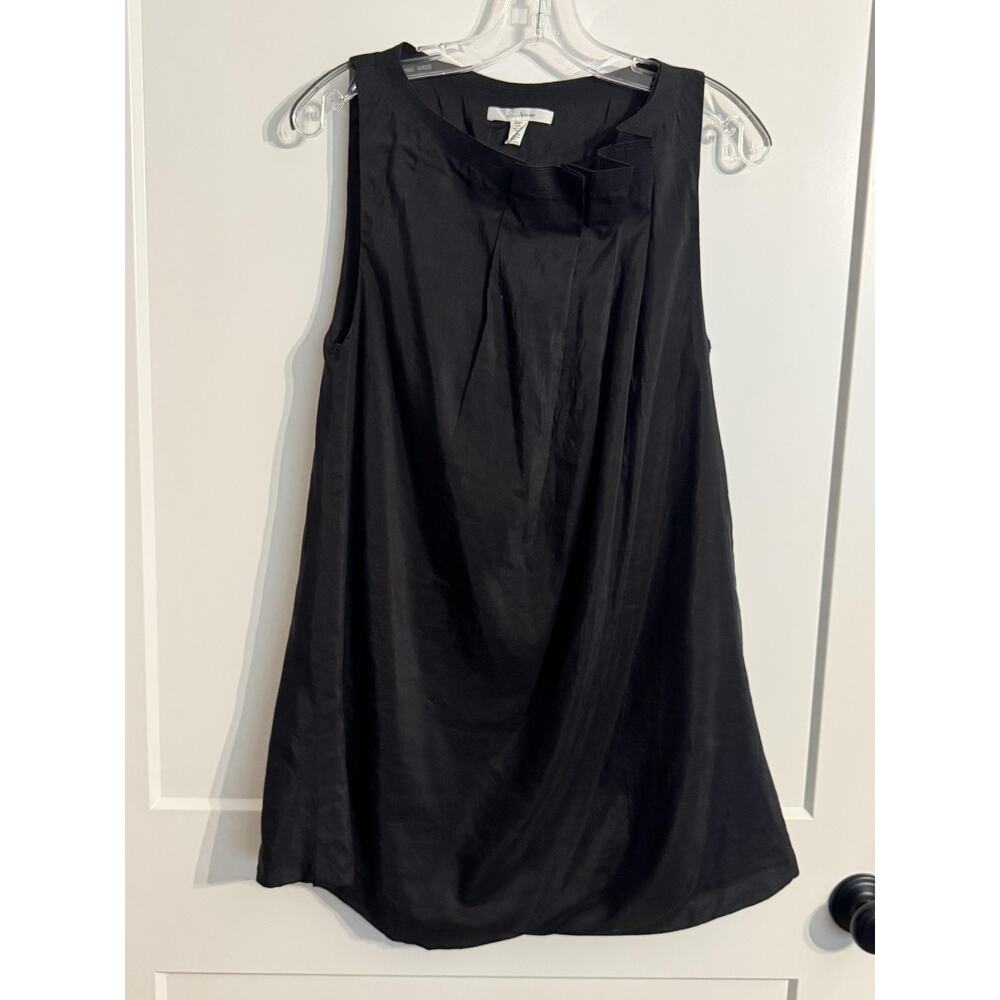 Trinity Sz L Black Sleeveless Pleated Shift Little Black Dress LBD Party Wedding
